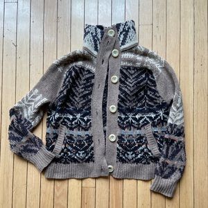 Free People Pattern Wool Sweater Cardigan